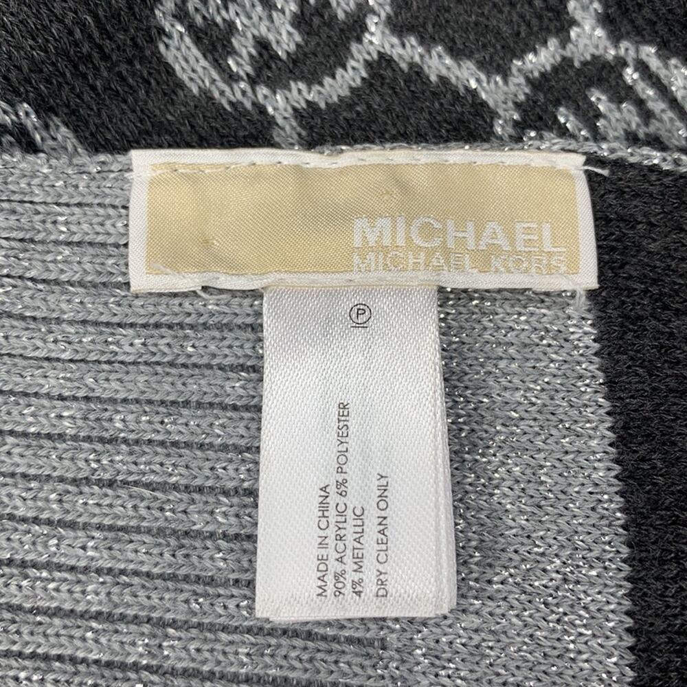 Michael Michael Kors Jet Set Logo Knit Scarf Charcoal and Metallic Silve - Picture 6 of 7
